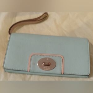 Kate Spade Light Blue Wristlet Clutch Or Wallet